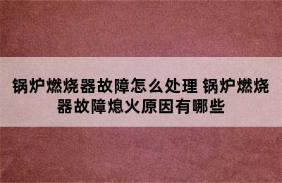 锅炉燃烧器故障怎么处理 锅炉燃烧器故障熄火原因有哪些